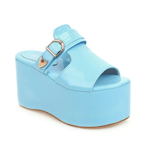 Asuandra Platform Slide - Blue from Marigold Shadows