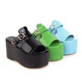 Asuandra Platform Slide - Blue from Marigold Shadows