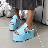 Asuandra Platform Slide - Blue from Marigold Shadows