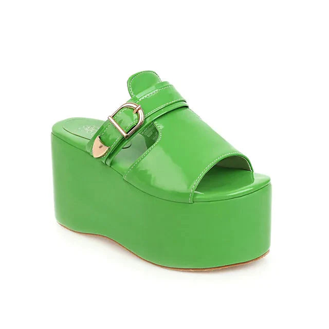 Asuandra Platform Slide - Green from Marigold Shadows
