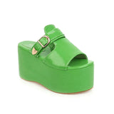 Asuandra Platform Slide - Green from Marigold Shadows