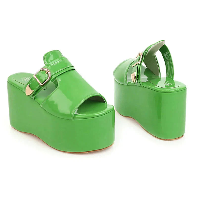 Asuandra Platform Slide - Green from Marigold Shadows