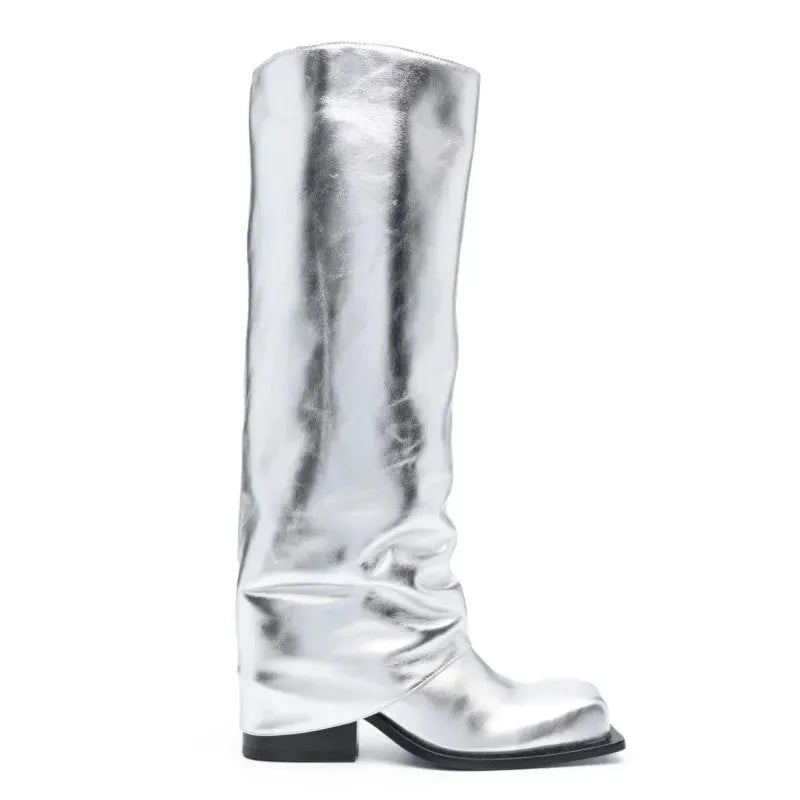 Baddie Barrel Boot - Silver from Marigold Shadows