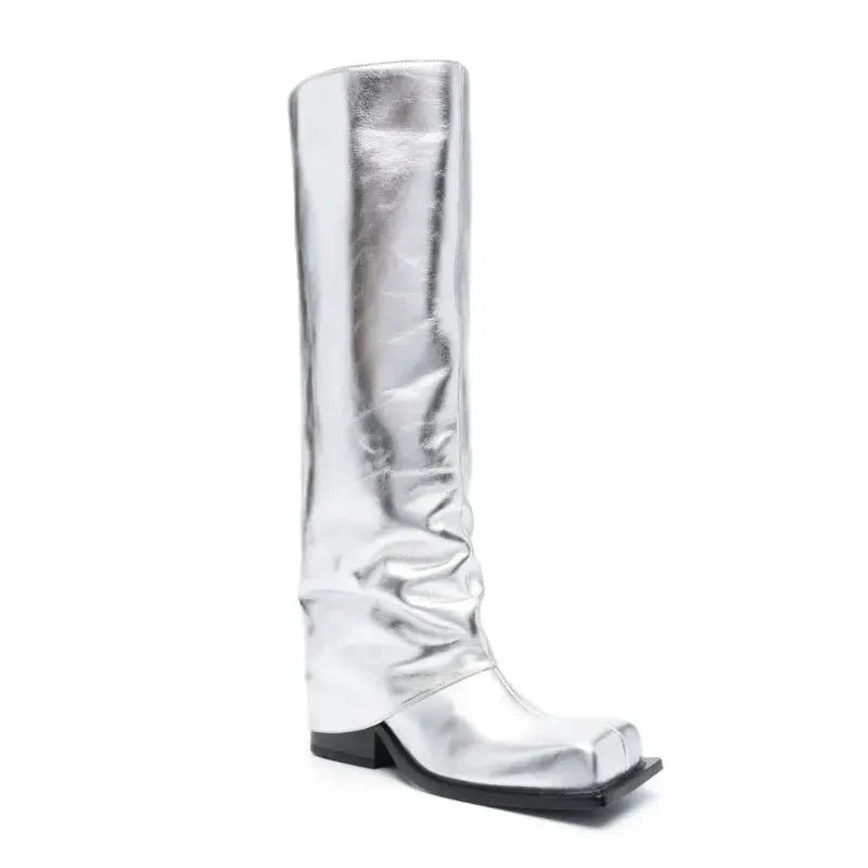 Baddie Barrel Boot - Silver from Marigold Shadows