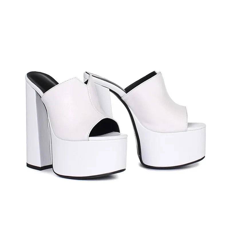 Bratt Platform Slide - White from Marigold Shadows
