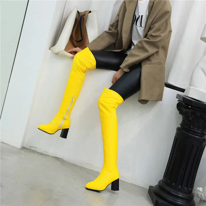 Salwa Patent Boot - Yellow from Marigold Shadows