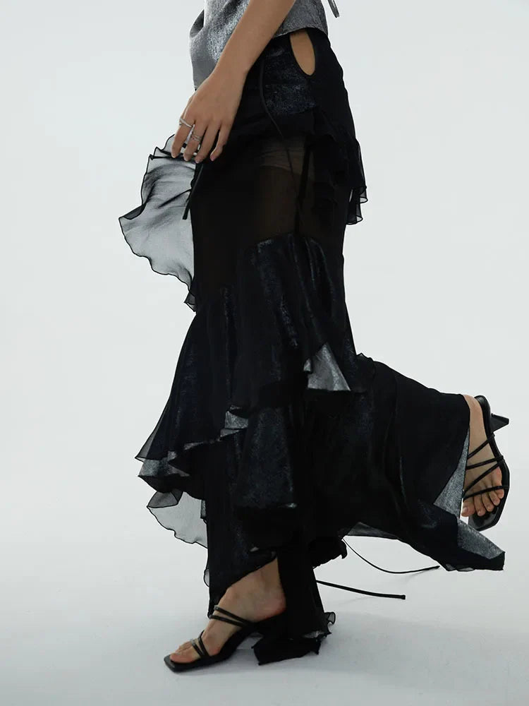 Darceangelo Mesh Ruffle Skirt