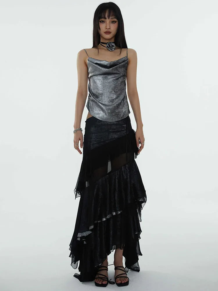 Darceangelo Mesh Ruffle Skirt
