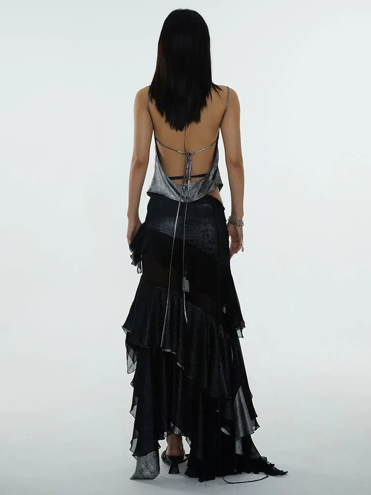 Darceangelo Mesh Ruffle Skirt