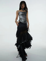 Darceangelo Mesh Ruffle Skirt