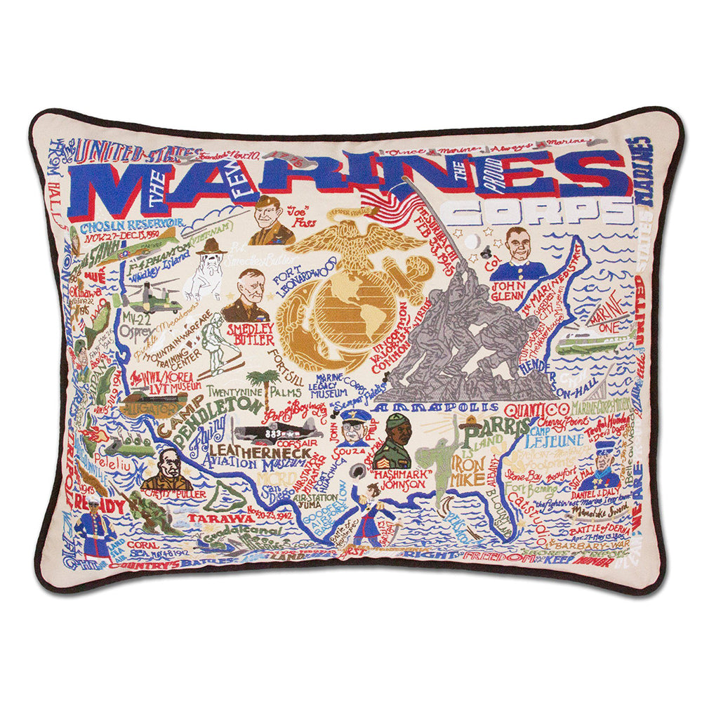Marines Large Hand-Embroidered Pillow from Quirks!
