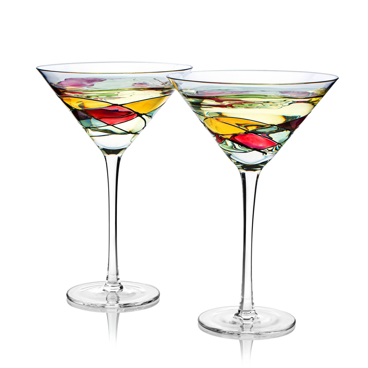 The Wine Savant Artisanal Hand Painted Stemless - Rennesance Romantic Stain-glassed Windows Wine Glasses Set of 2 - Gift Idea for Her, Him, Birthday, Housewarming - Extra Large Goblets (Martini) from The Wine Savant