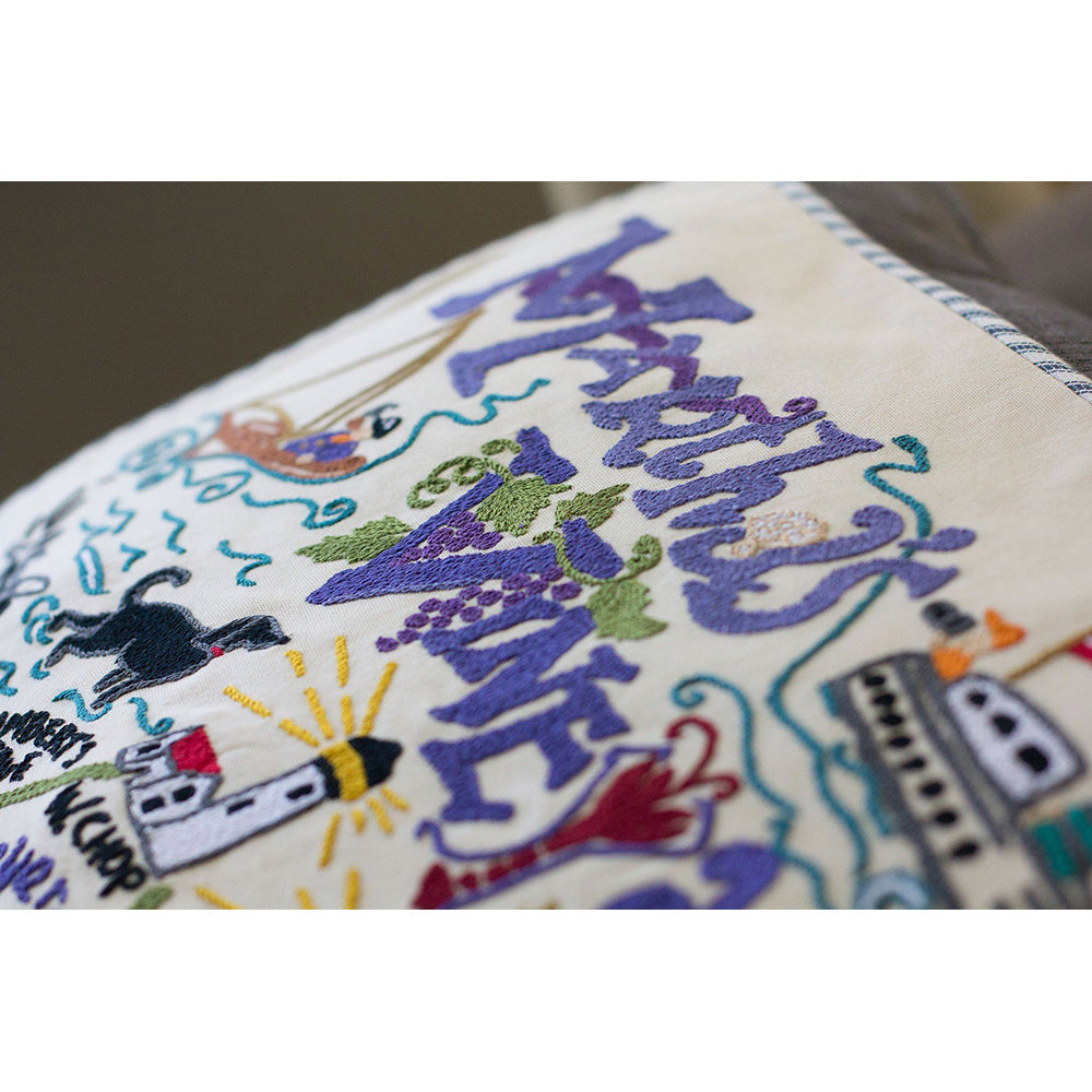 Martha's Vineyard Hand-Embroidered Pillow from Quirks!