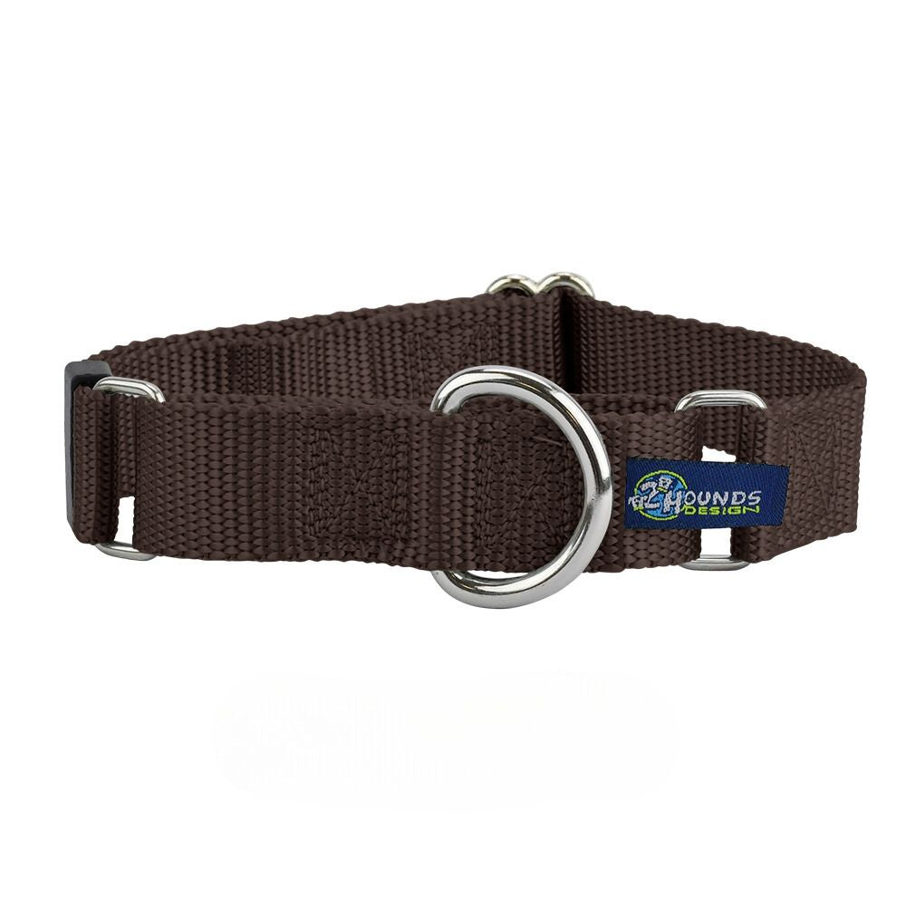5/8″ and 1″ Brown Nylon Martingale Dog Collar from 2 Hounds Design