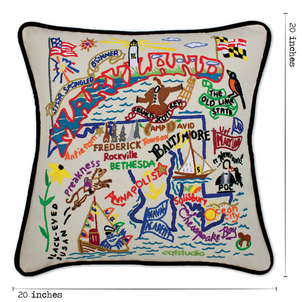 Maryland Hand-Embroidered Pillow from Quirks!