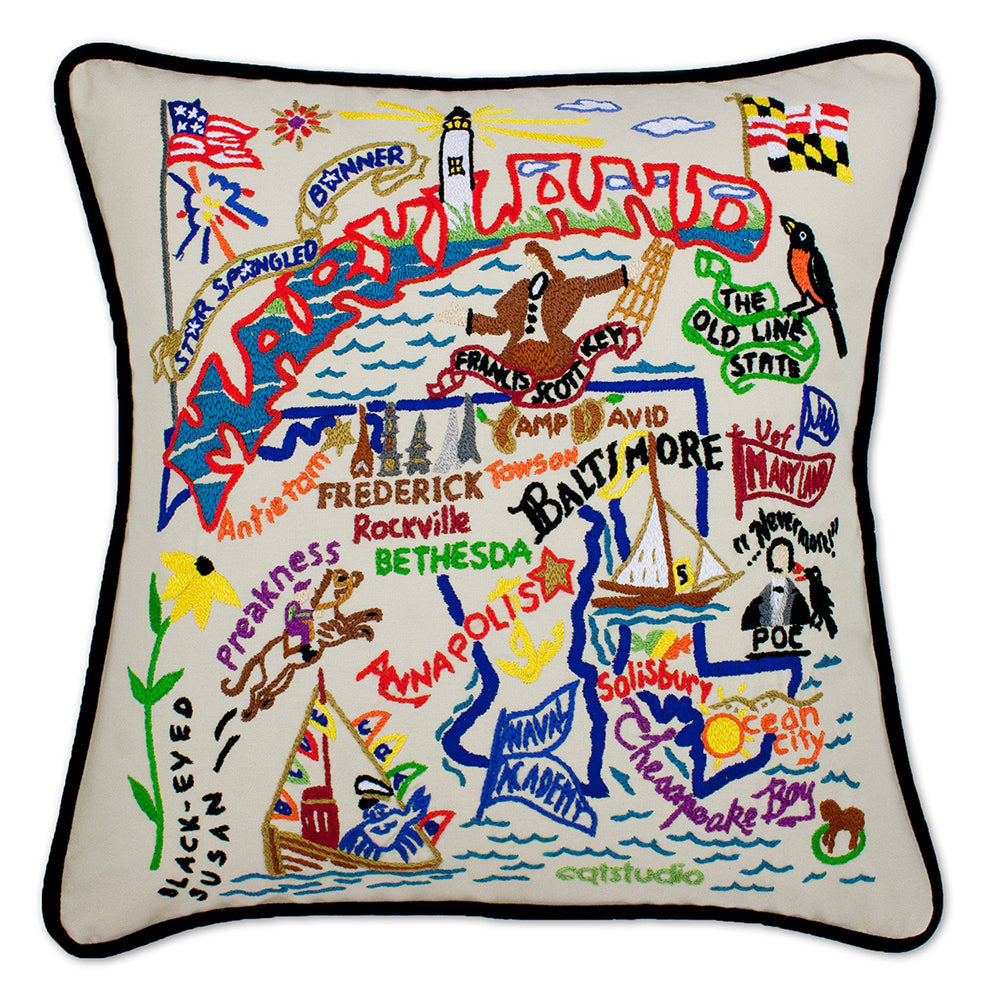 Maryland Hand-Embroidered Pillow from Quirks!