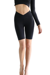 MATHILDE BLACK Activewear V Fold Long Shorts From Gianine
