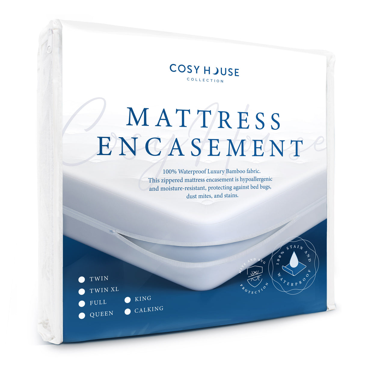 Luxury Zippered Mattress Encasement from Cosy House Collection