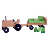 Amish-Made Wooden Toy Tractor and Wagon Set with Hay Bales From AmishToyBox.com