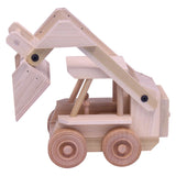 Amish-Made Wooden Skidloader Toy, Skid Steer with Movable Bucket From AmishToyBox.com