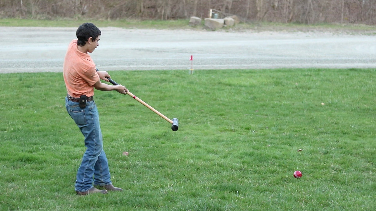 Amish-Made Deluxe Flag Croquet Golf Game Set, With Duffel Carry Bag From AmishToyBox.com