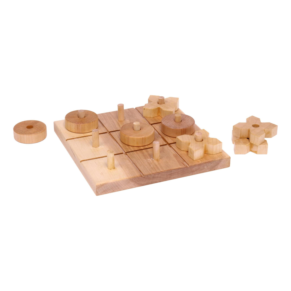 Wooden Tic Tac Toe Game With 8 Wooden X and O Game Pieces, Amish Made From AmishToyBox.com