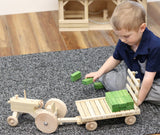 Amish-Made Wooden Toy Tractor & Hay Wagon Set with Hay Bales From AmishToyBox.com
