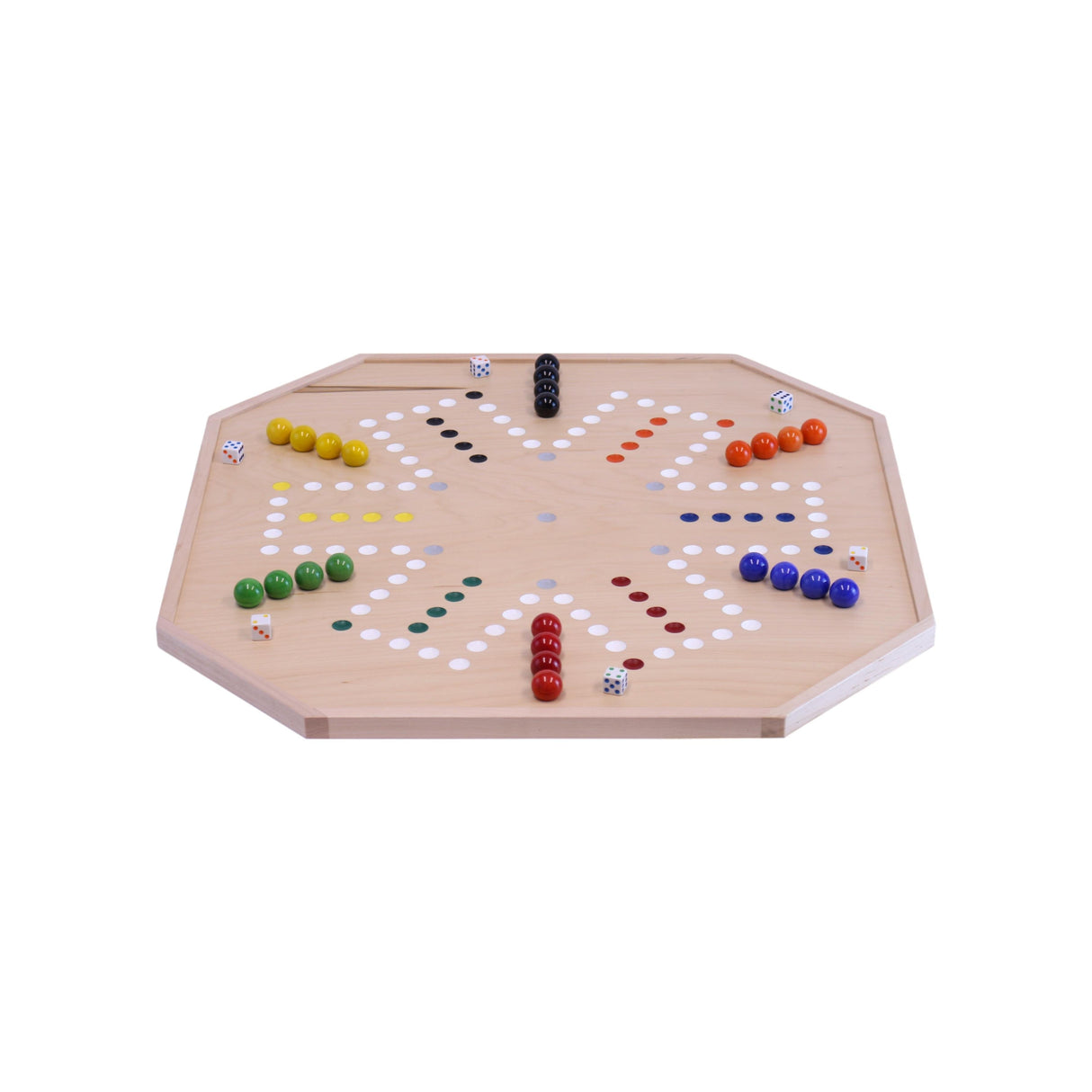 Aggravation and Chinese Checkers Combo Game Board Set - 25" Wide - Maple Wood - with Large 1" Marbles and Dice From AmishToyBox.com