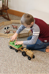 Amish-Made Wooden Toy Tractor and Wagon Set with Hay Bales From AmishToyBox.com