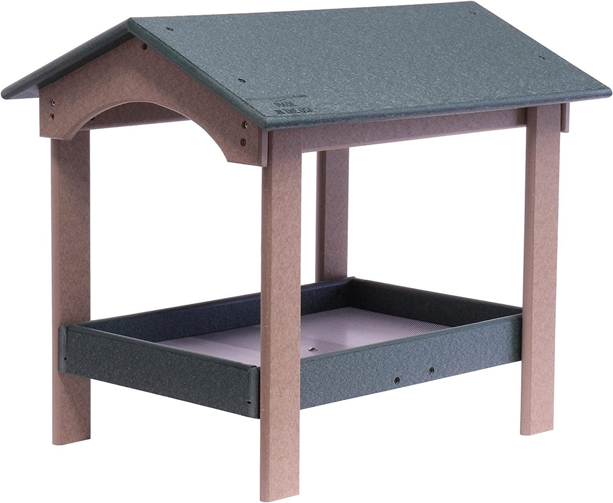 Ground Bird Feeder, Deluxe Fly-Through Covered Feeder for Birds and Squirrels with Screen Mesh Tray From AmishToyBox.com