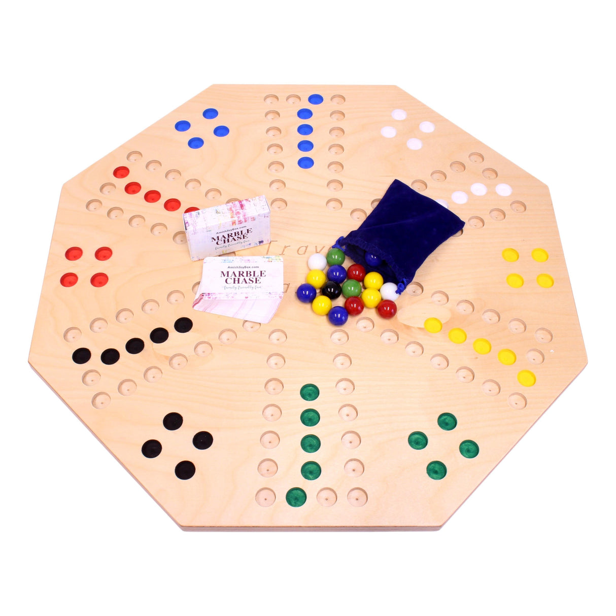 Travel Marble Chase Board Game Set, Double-Sided 23" Wide Board From AmishToyBox.com