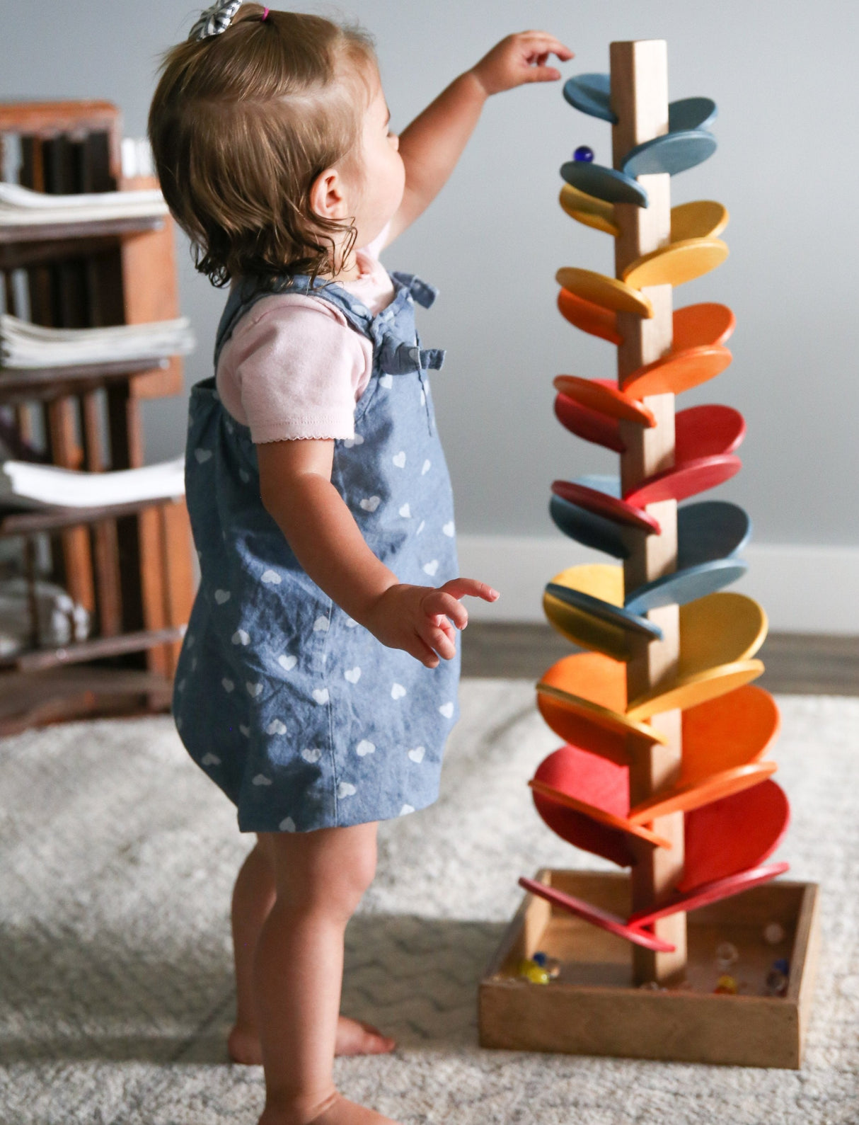 Marble Tree Wooden Toy - Child-Safe Finish - Pack of Marbles Included From AmishToyBox.com