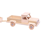 Wooden Toy Pickup Truck and Flatbed Trailer with Skidloader Set From AmishToyBox.com