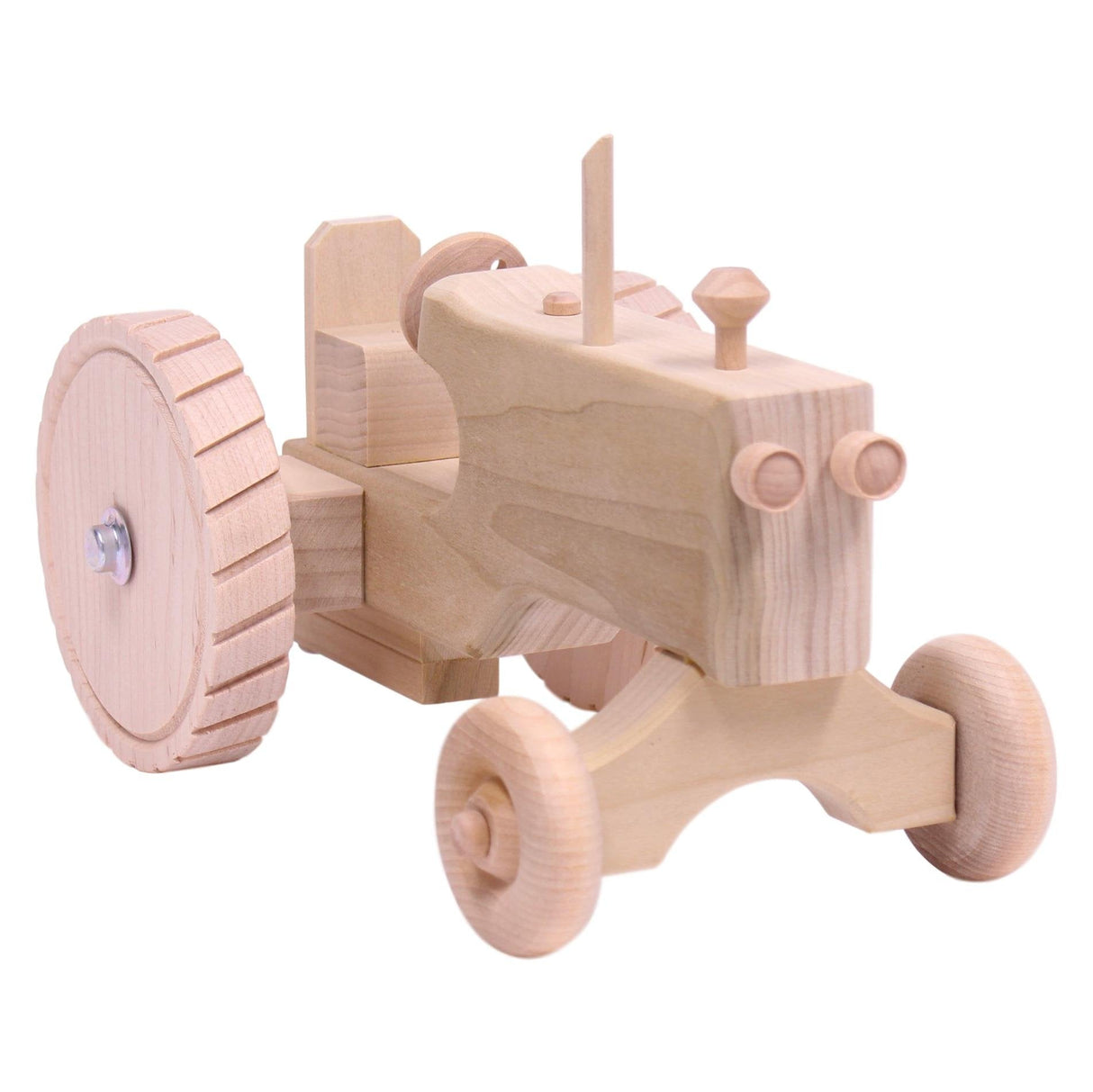 Amish-Made Wooden Toy Tractor With Hitch, Unfinished From AmishToyBox.com