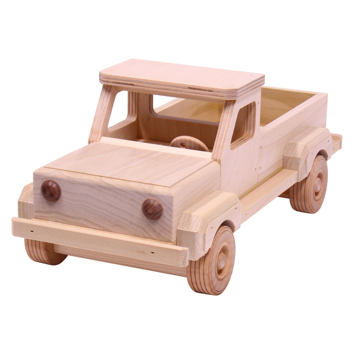 Amish-Made Wooden Pickup Truck Toy, Unfinished Wood From AmishToyBox.com