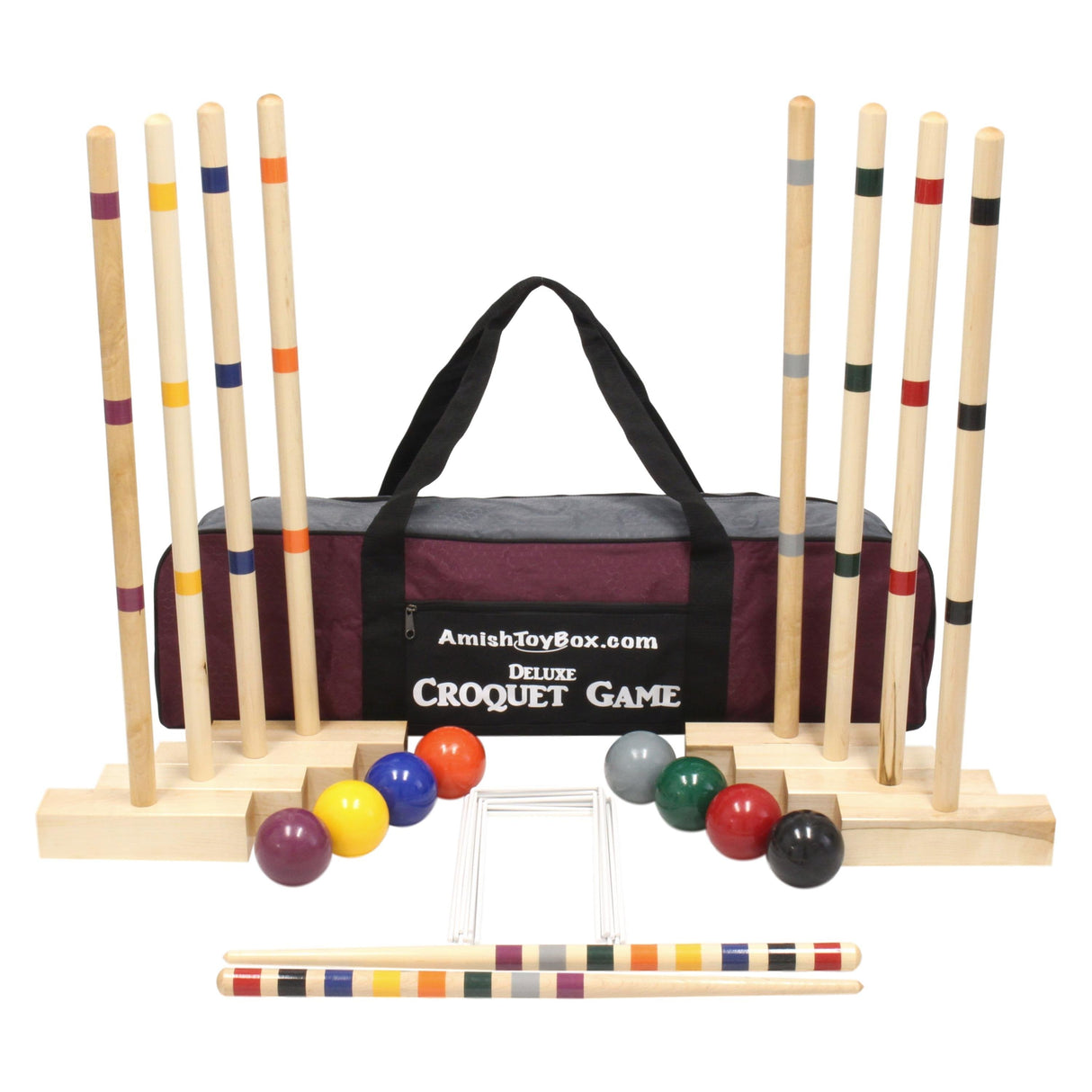 Family Tradition Croquet Set, 8-Player Wooden Croquet Game From AmishToyBox.com