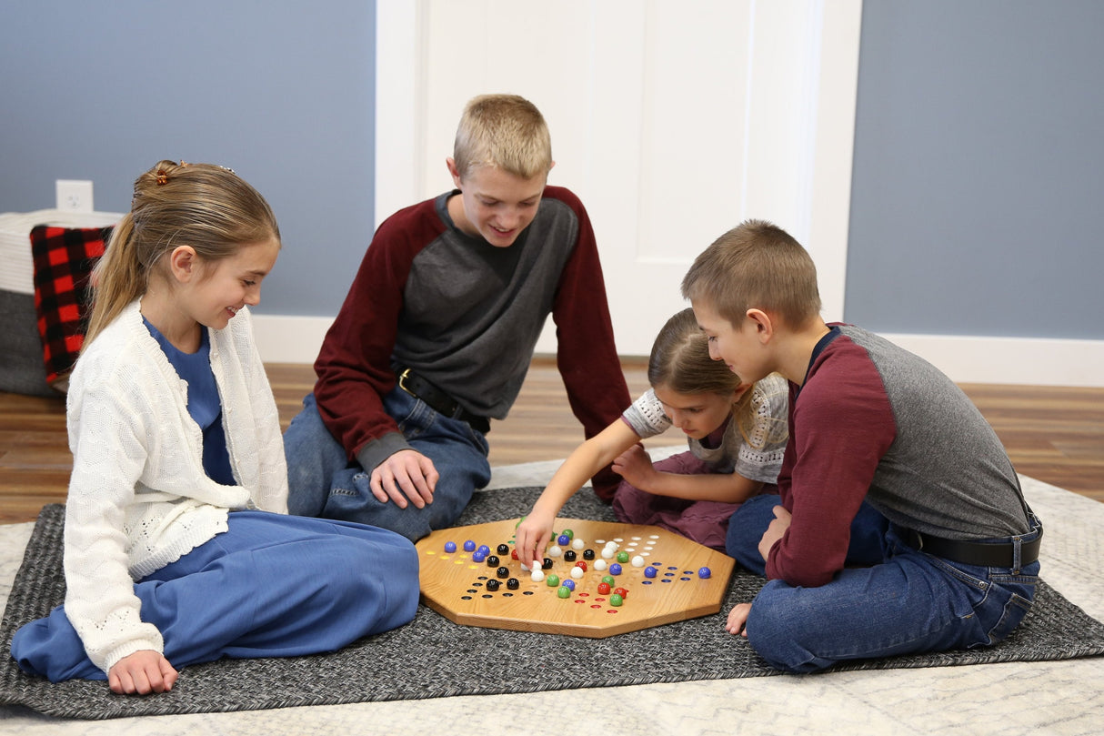 Hand-Painted Oak Wooden Chinese Checkers Board Game, 19" Wide From AmishToyBox.com