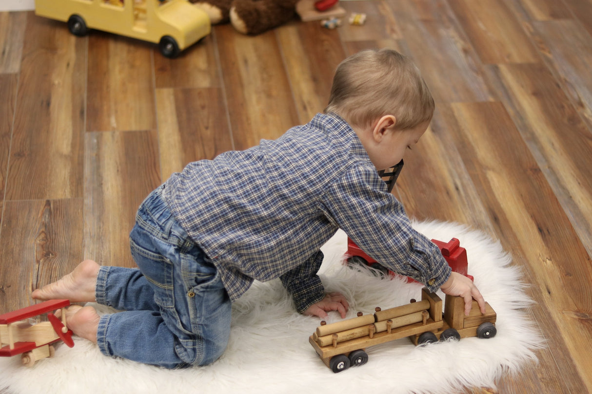 Amish-Made Wooden Log Semi Truck Toy, With Removable Logs From AmishToyBox.com