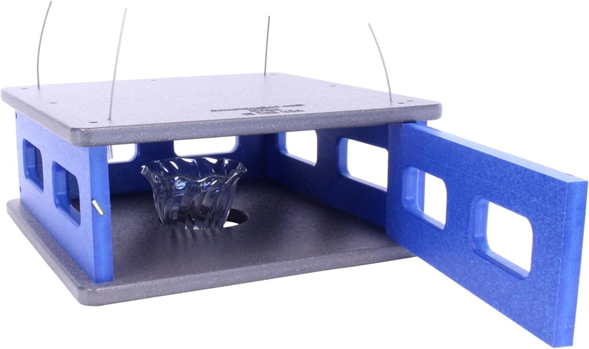 Bluebird Feeder - Hanging Block House Mealworm Feeder for Bluebirds - Amish-Made with Poly Lumber From AmishToyBox.com