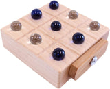 Amish-Made Wooden Travel Tic Tac Toe Game With Glass Marbles From AmishToyBox.com
