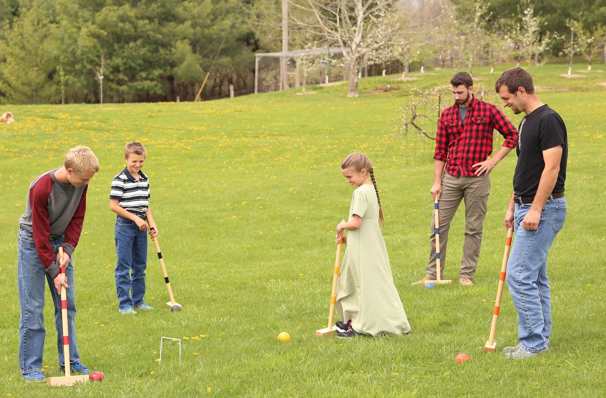 Family Tradition Croquet Set, 8-Player Wooden Croquet Game From AmishToyBox.com
