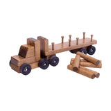 Amish-Made Wooden Log Semi Truck Toy, With Removable Logs From AmishToyBox.com