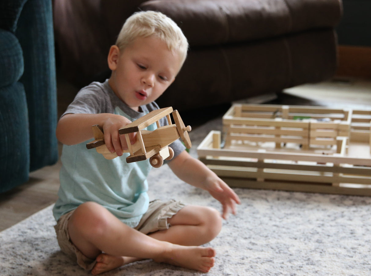 Wooden Toy Airplane With Spinning Propellor, Kid-Safe Finish From AmishToyBox.com