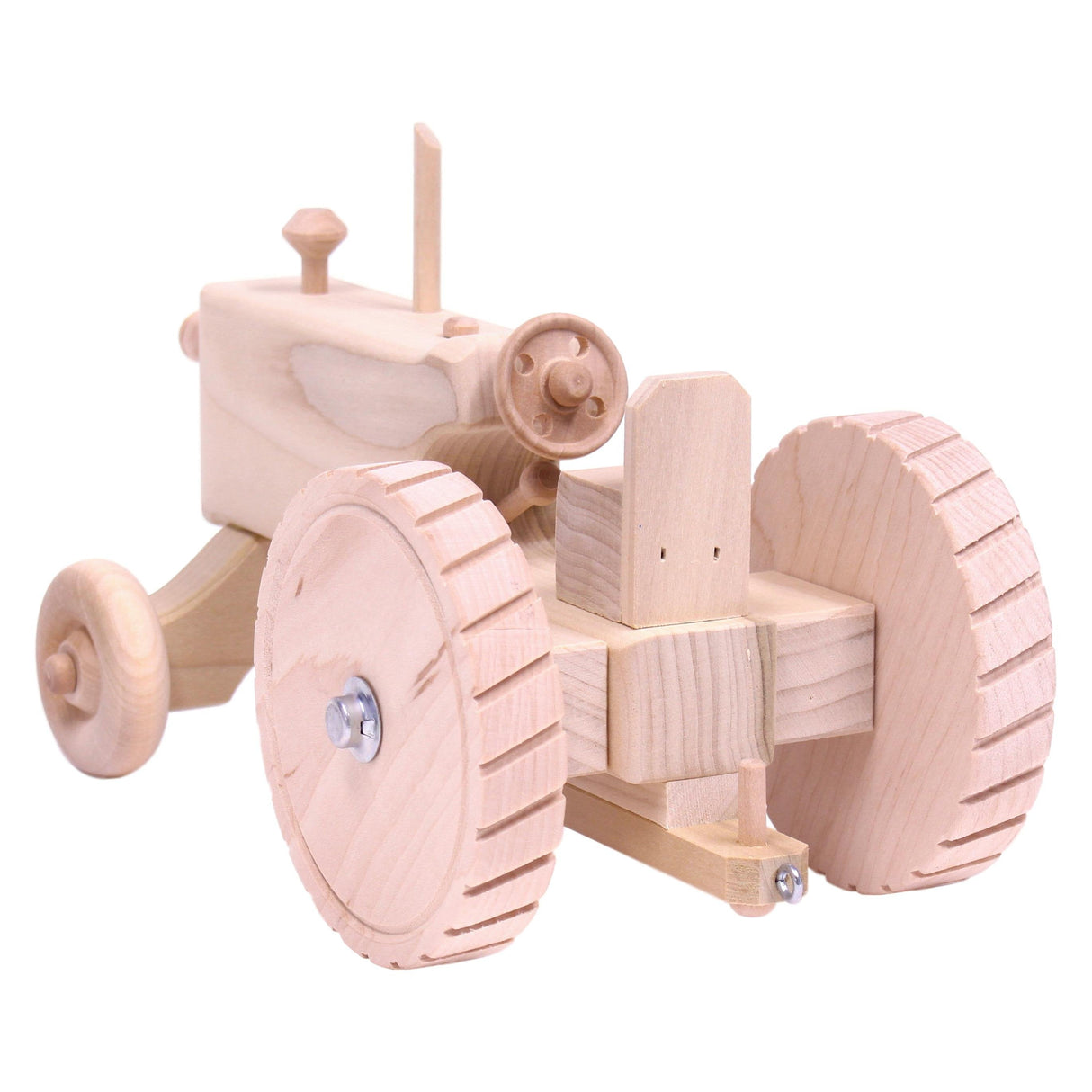 Amish-Made Wooden Toy Tractor With Hitch, Unfinished From AmishToyBox.com