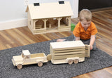 Amish-Made Wooden Pickup & Horse Trailer Toy Set, Unfinished From AmishToyBox.com