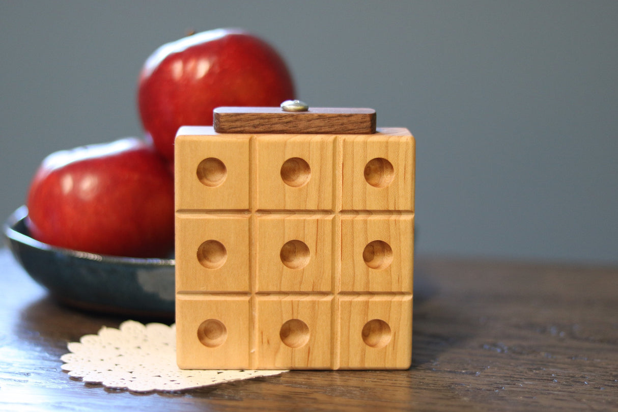 Amish-Made Wooden Travel Tic Tac Toe Game With Glass Marbles From AmishToyBox.com