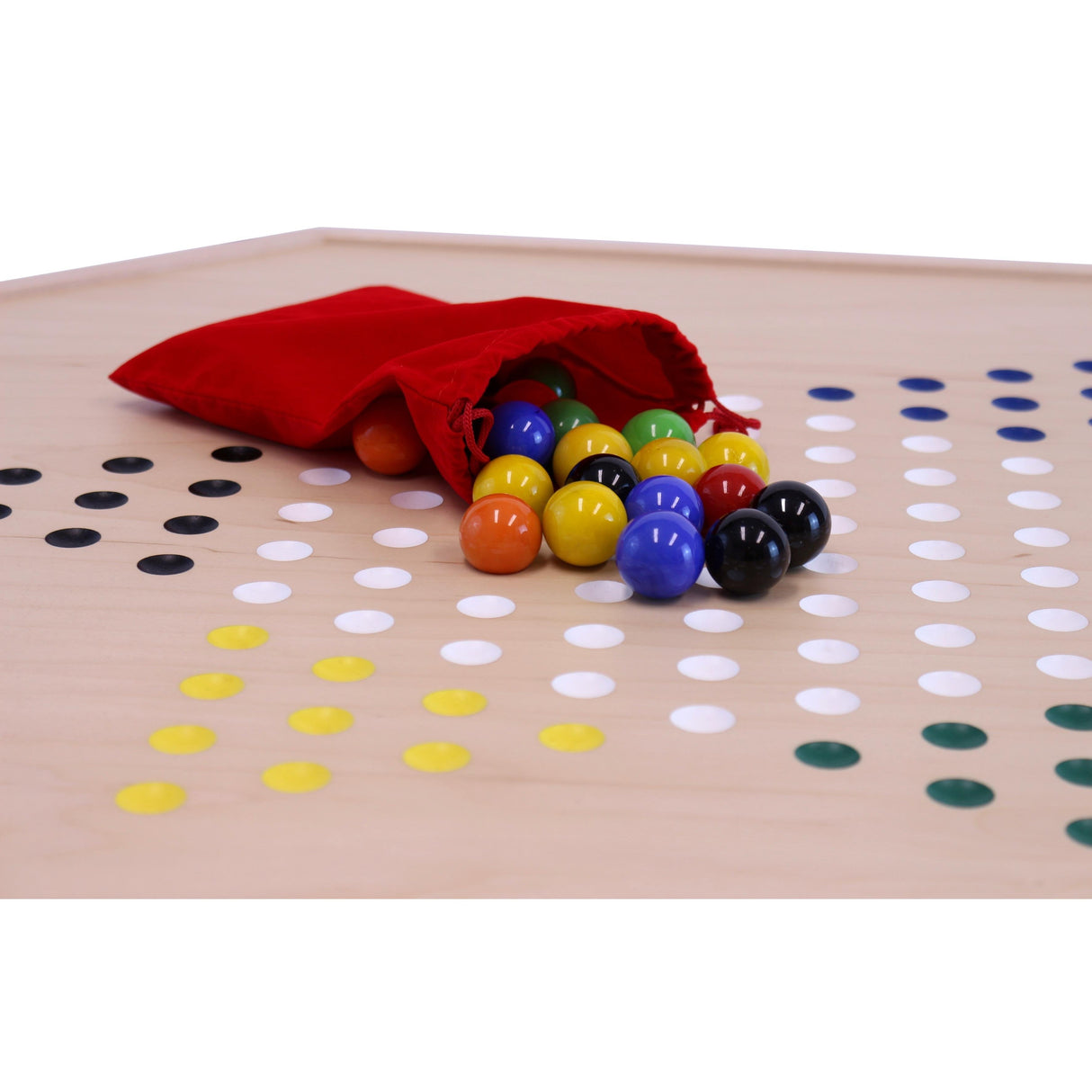 Aggravation and Chinese Checkers Combo Game Board Set - 25" Wide - Maple Wood - with Large 1" Marbles and Dice From AmishToyBox.com