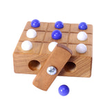 Amish-Made Wooden Travel Tic Tac Toe Game With Glass Marbles From AmishToyBox.com
