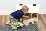 Amish-Made Wooden Toy Tractor & Hay Wagon Set with Hay Bales From AmishToyBox.com