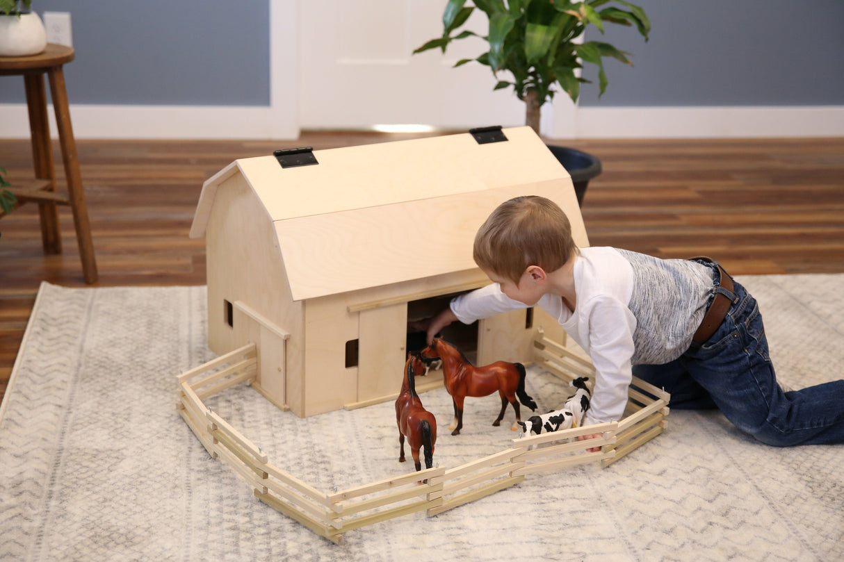 Wooden Folding Corral Fence Toy, Amish-Made, Unfinished Wood From AmishToyBox.com